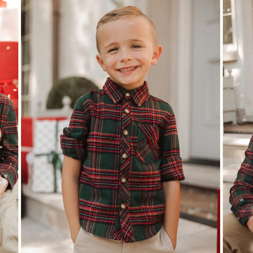 Ivy City Co Boys John Shirt in Hattie Green Plaid